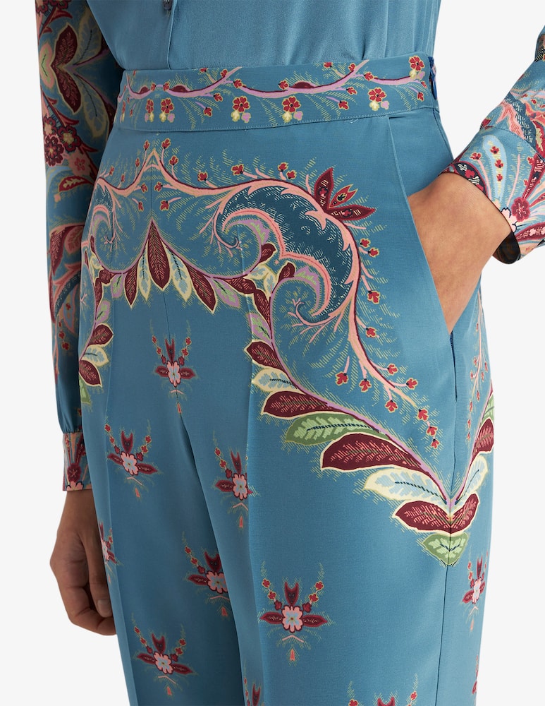 ETRO Pantaloni in seta con stampa piazzata - immagine 4