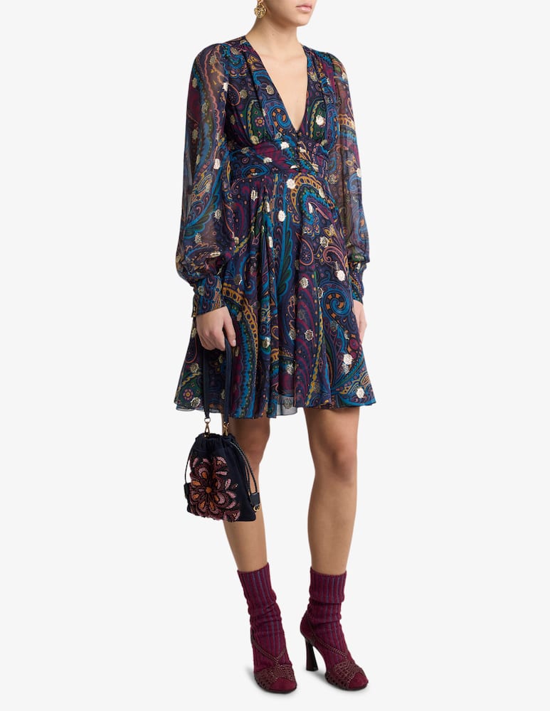 rinascente ETRO Silk mini dress with paisley print
