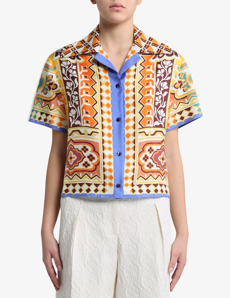 rinascente ETRO Printed silk bowling shirt