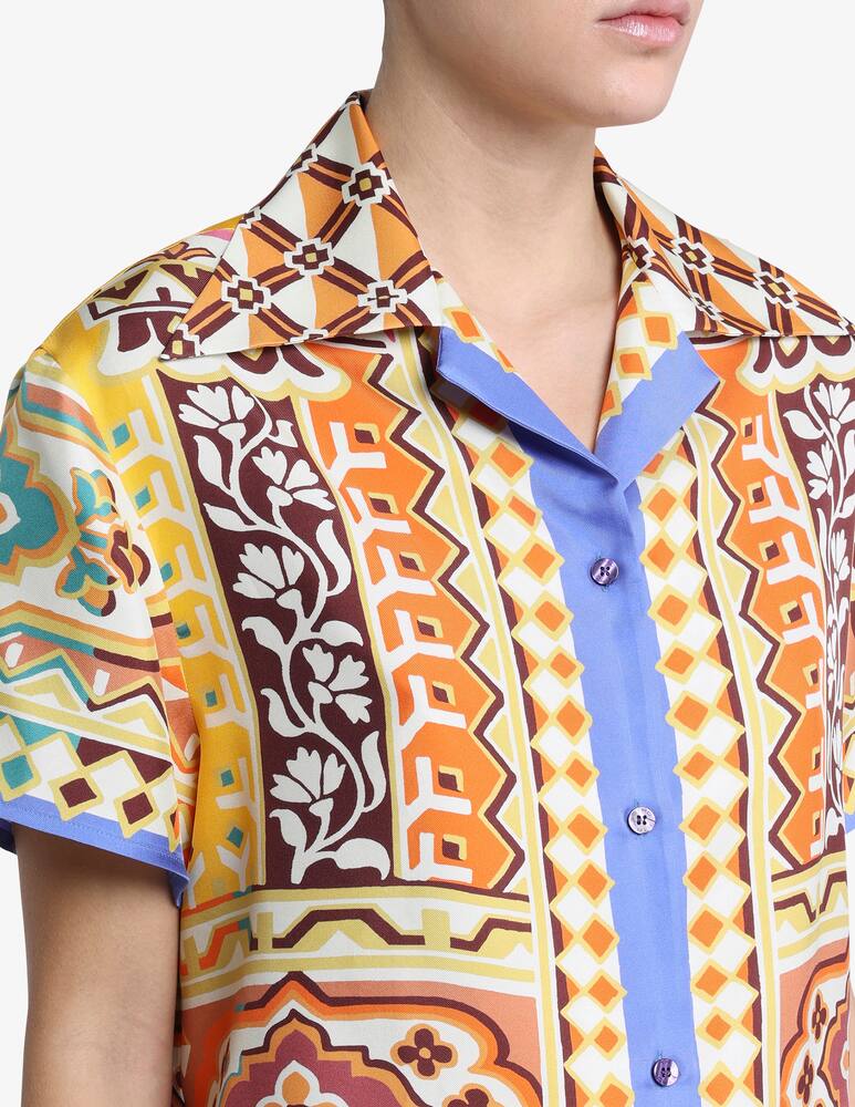 rinascente ETRO Printed silk bowling shirt