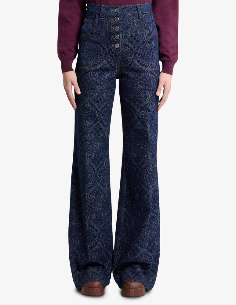 ETRO Jeans flare in denim jacquard con bottoni pegaso - immagine 1 ETRO Jeans flare in denim jacquard con bottoni pegaso - immagine 1