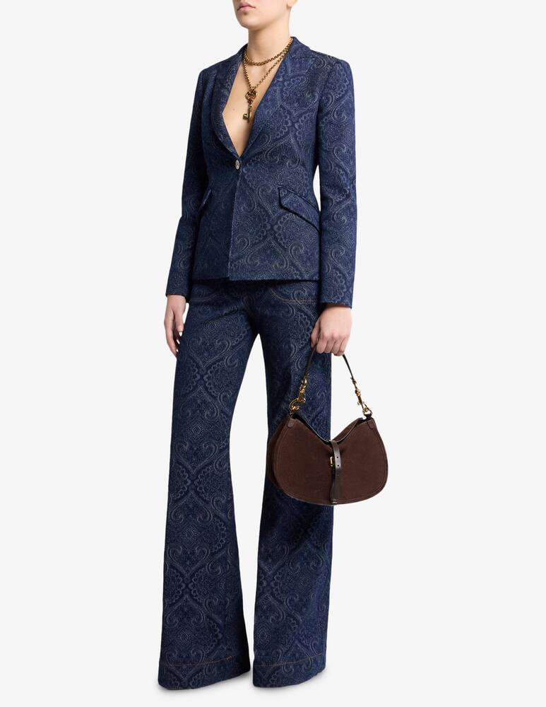rinascente ETRO Flared jacquard denim jeans with pegaso buttons