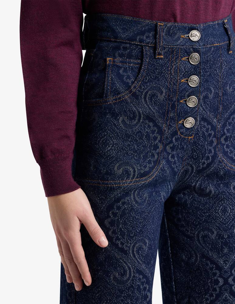 rinascente ETRO Flared jacquard denim jeans with pegaso buttons
