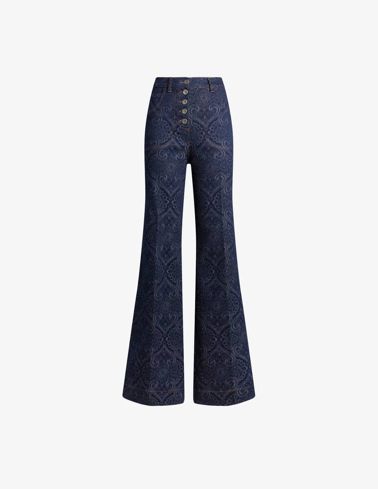 rinascente ETRO Flared jacquard denim jeans with pegaso buttons