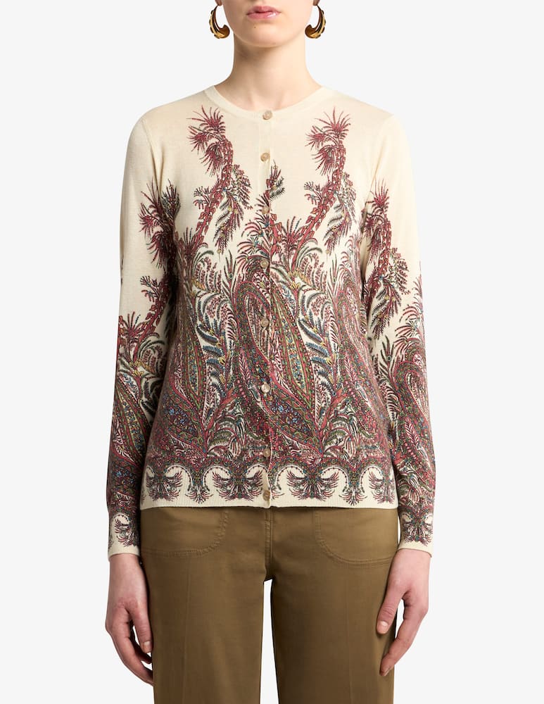 rinascente ETRO Silk and cashmere cardigan with placed print