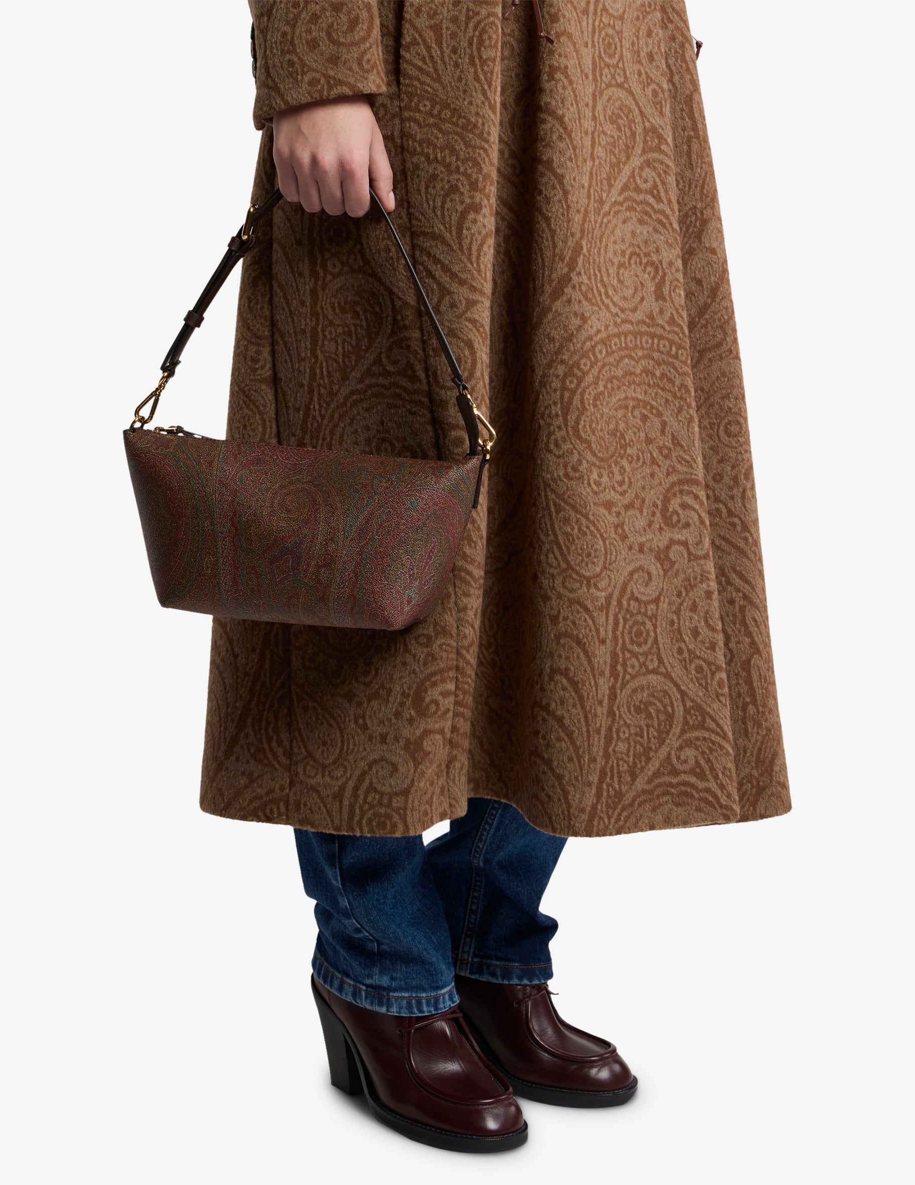 Etro - Borsa a secchiello piccola con stampa Paisley marrone - The Corner