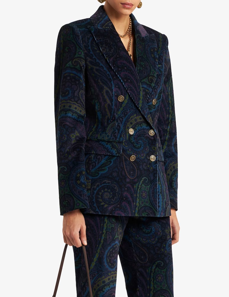rinascente ETRO Double-Breasted jacket in printed corduroy velvet
