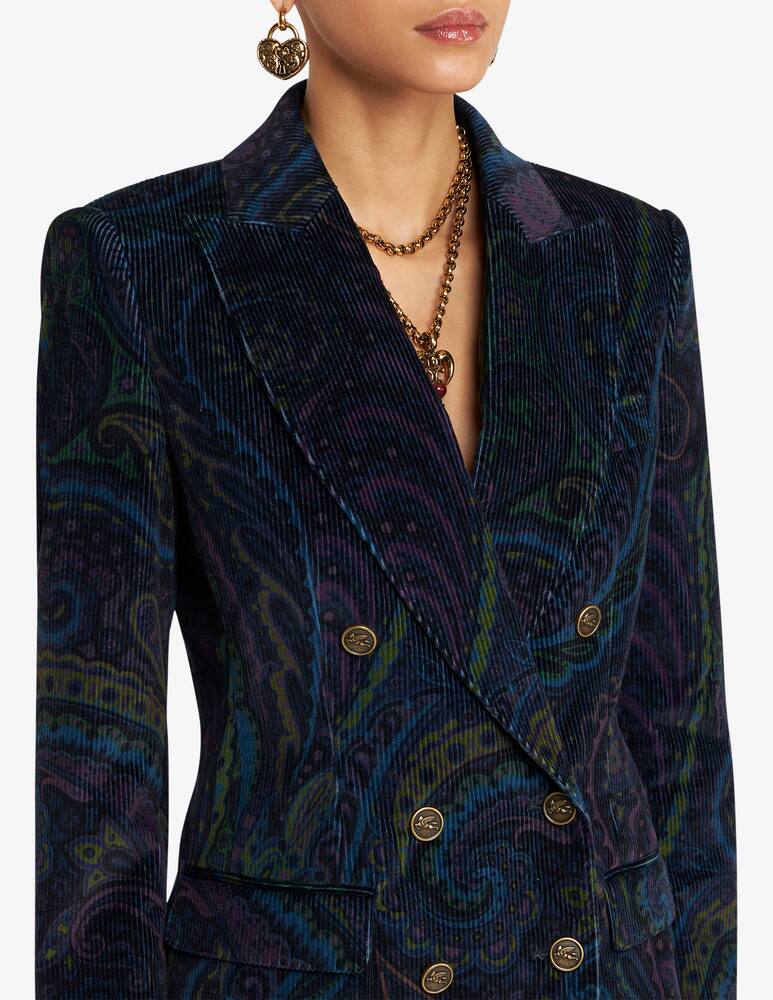 rinascente ETRO Double-Breasted jacket in printed corduroy velvet