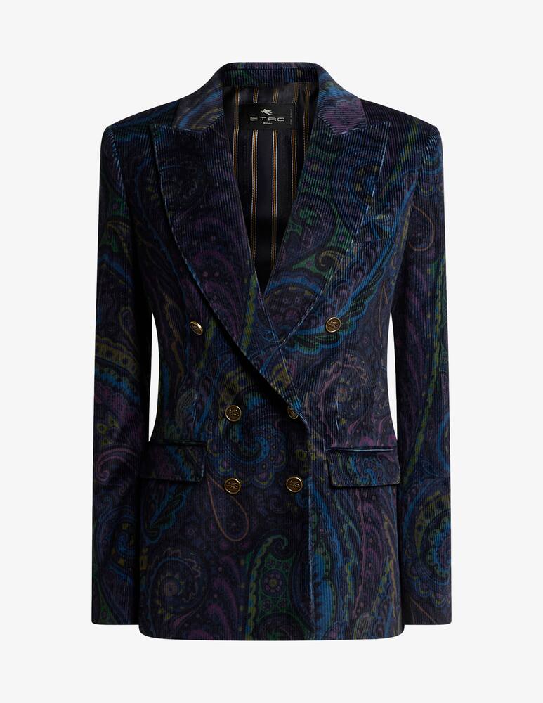 rinascente ETRO Double-Breasted jacket in printed corduroy velvet