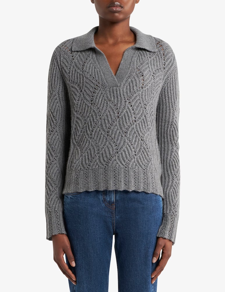 ETRO Maglia polo in cashmere con motivo traforato - immagine 1 ETRO Maglia polo in cashmere con motivo traforato - immagine 1
