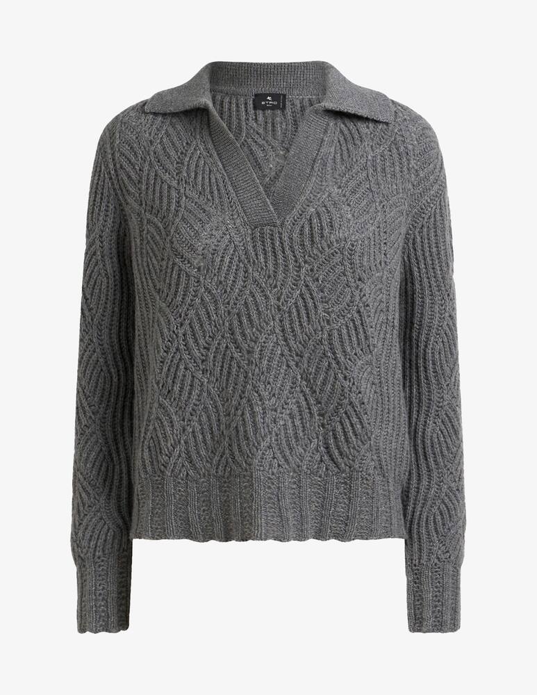 rinascente ETRO Cashmere polo sweater with perforated motif