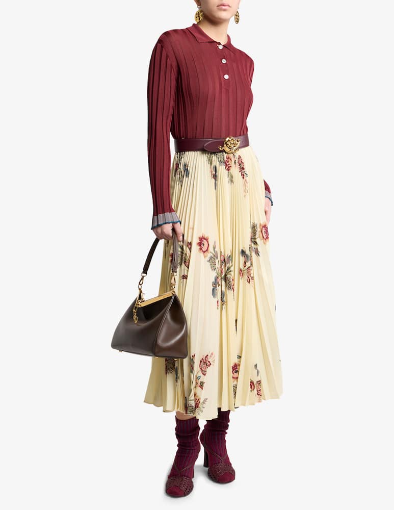 rinascente ETRO Pleated sable skirt with print