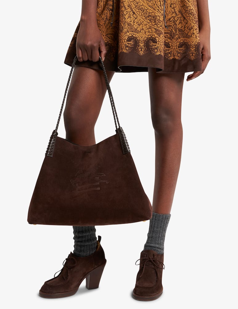 rinascente ETRO Medium Libra tote bag in suede