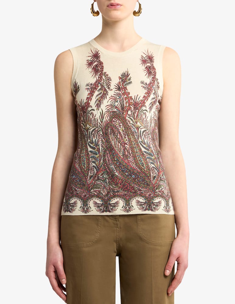rinascente ETRO Top in seta e cashmere con stampa piazzata