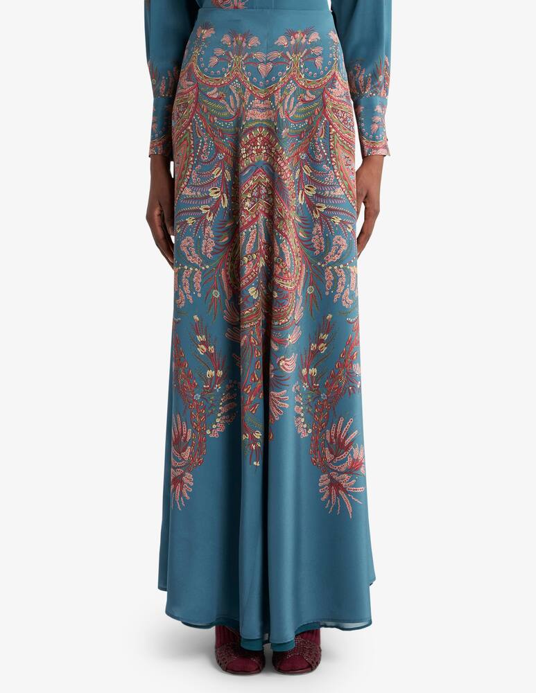 rinascente ETRO Silk maxi skirt with placed print