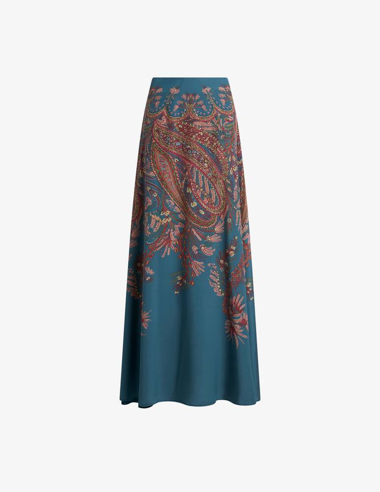 rinascente ETRO Silk maxi skirt with placed print