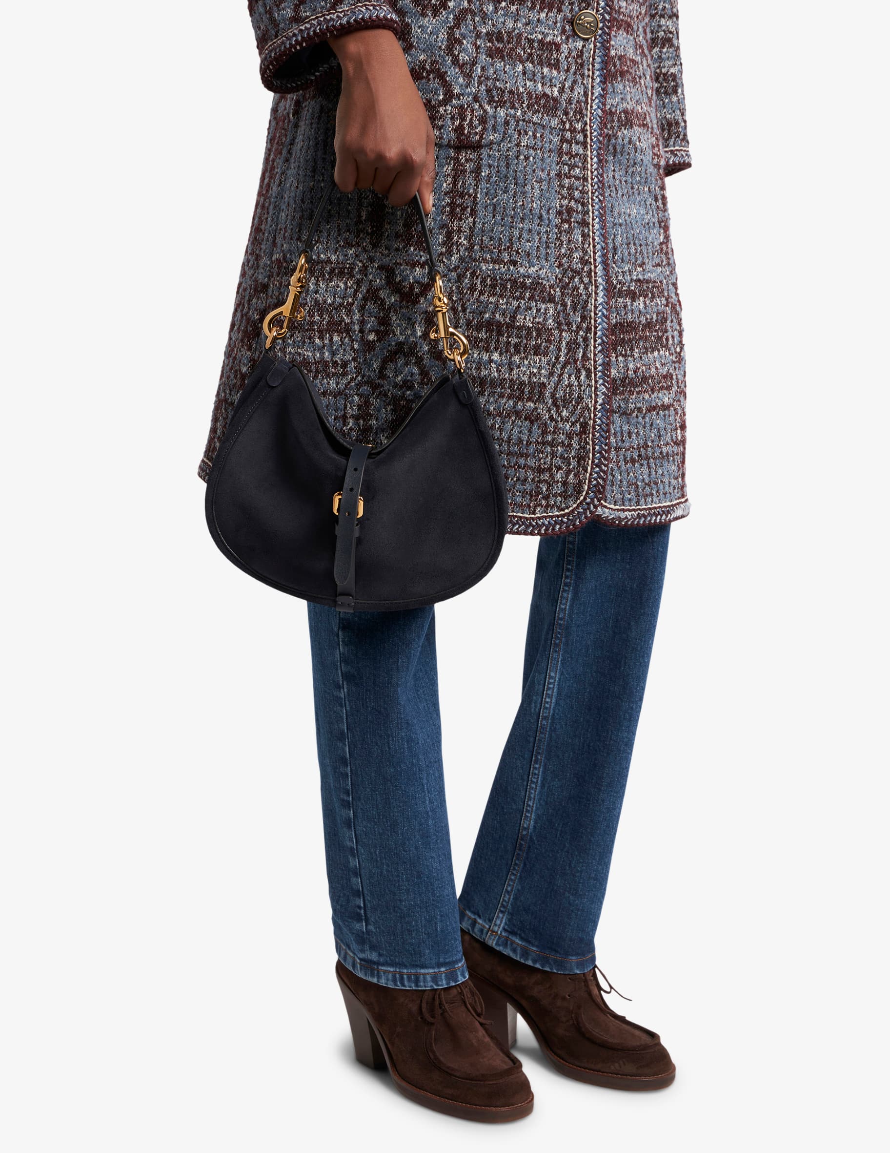 ショルダーバッグ・ポシェット ETRO Crossbody Pony Suede shoulder bag Pony Small suede crossbody bag in brown - Etro | Mytheresa