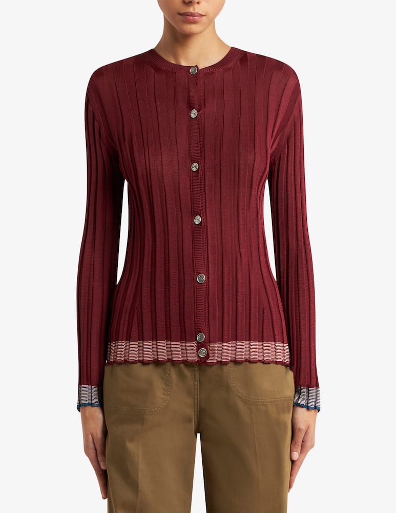 rinascente ETRO Ribbed cardigan with pegaso buttons