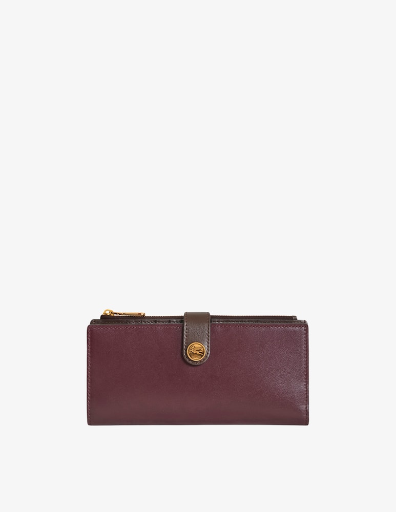 rinascente ETRO Leather wallet with pegaso button
