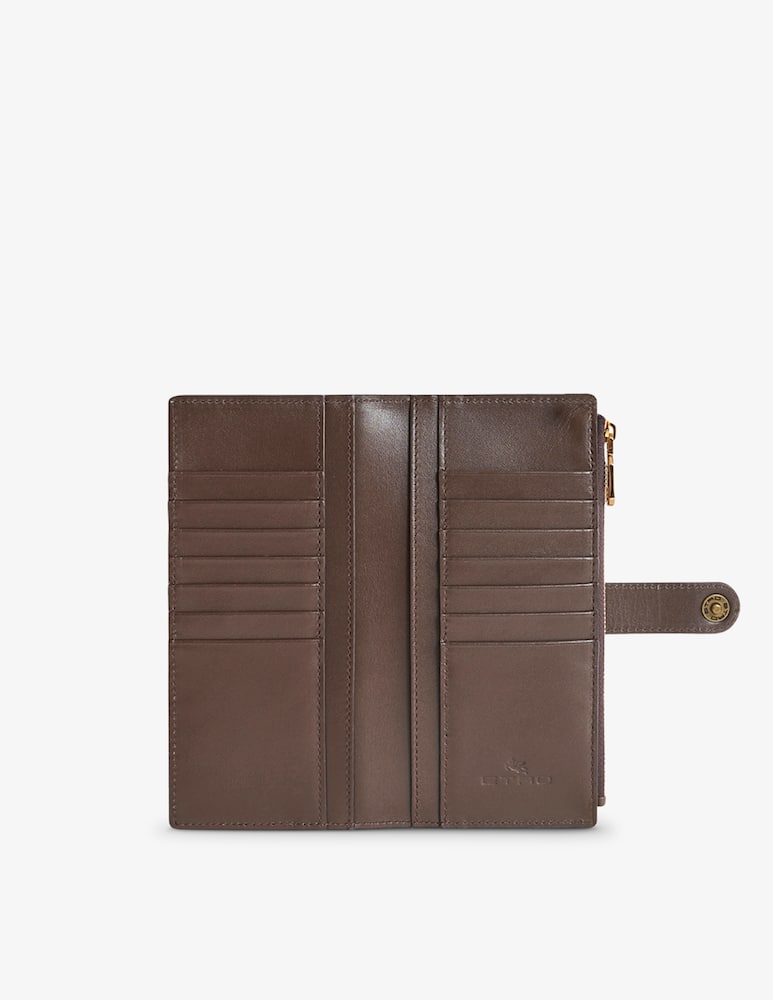 rinascente ETRO Leather wallet with pegaso button