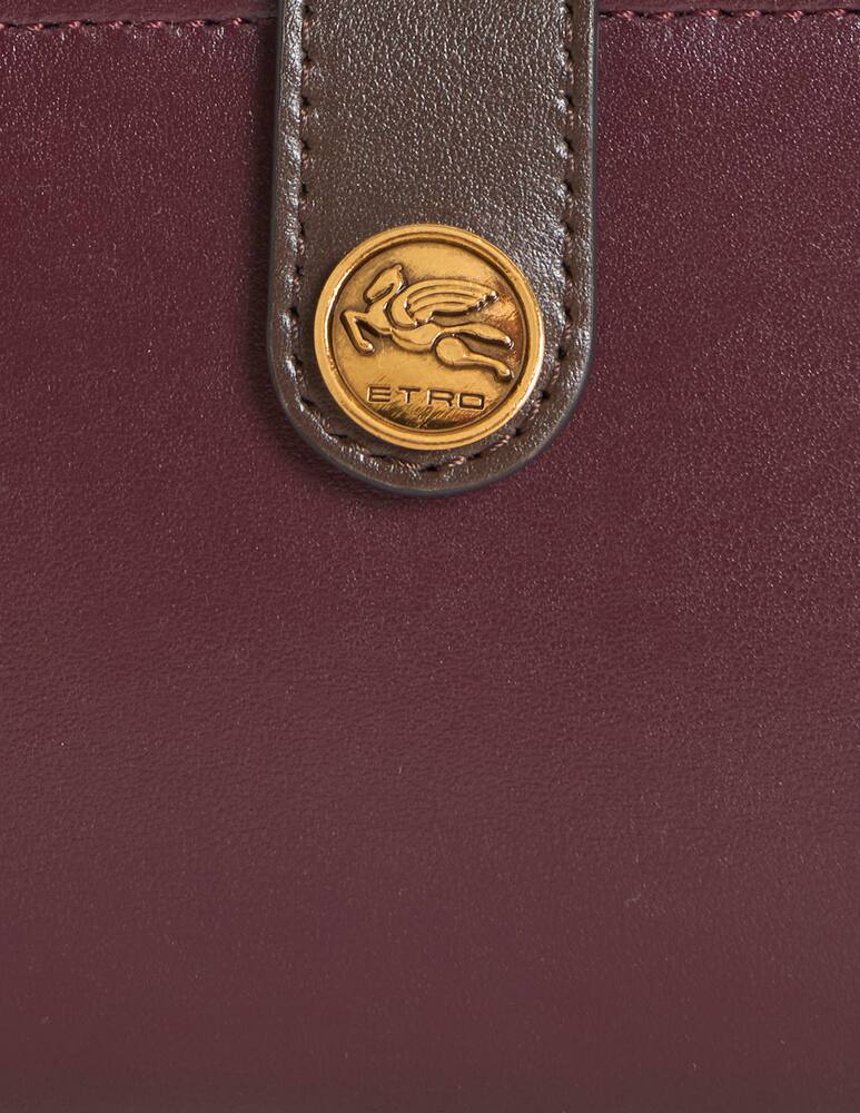 rinascente ETRO Leather wallet with pegaso button