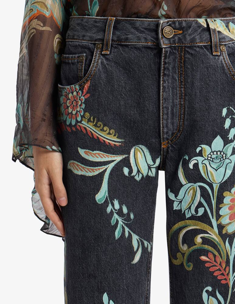 rinascente ETRO Flared jeans with daffodil print