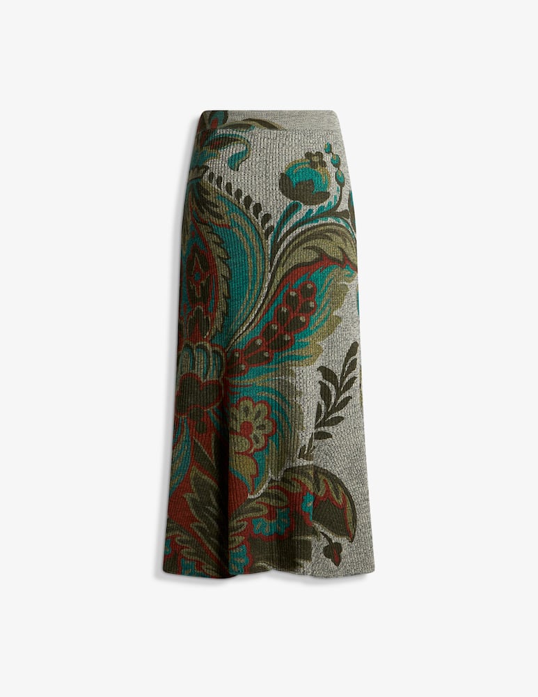 rinascente ETRO Gonna midi in lana a costine con motivo floreale