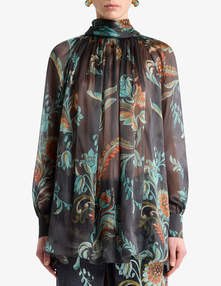 rinascente ETRO Blusa in seta con motivo narcisi