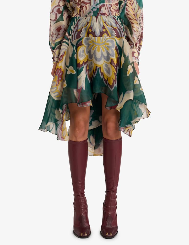 rinascente ETRO Asymmetric silk midi skirt with floral motif