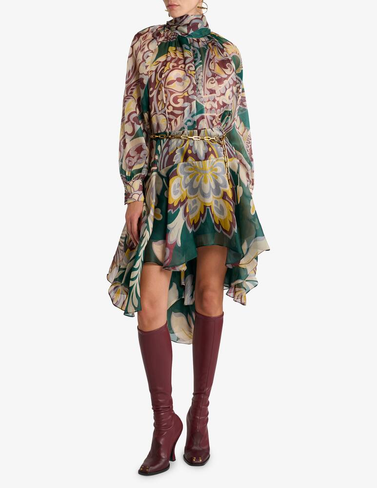 rinascente ETRO Asymmetric silk midi skirt with floral motif