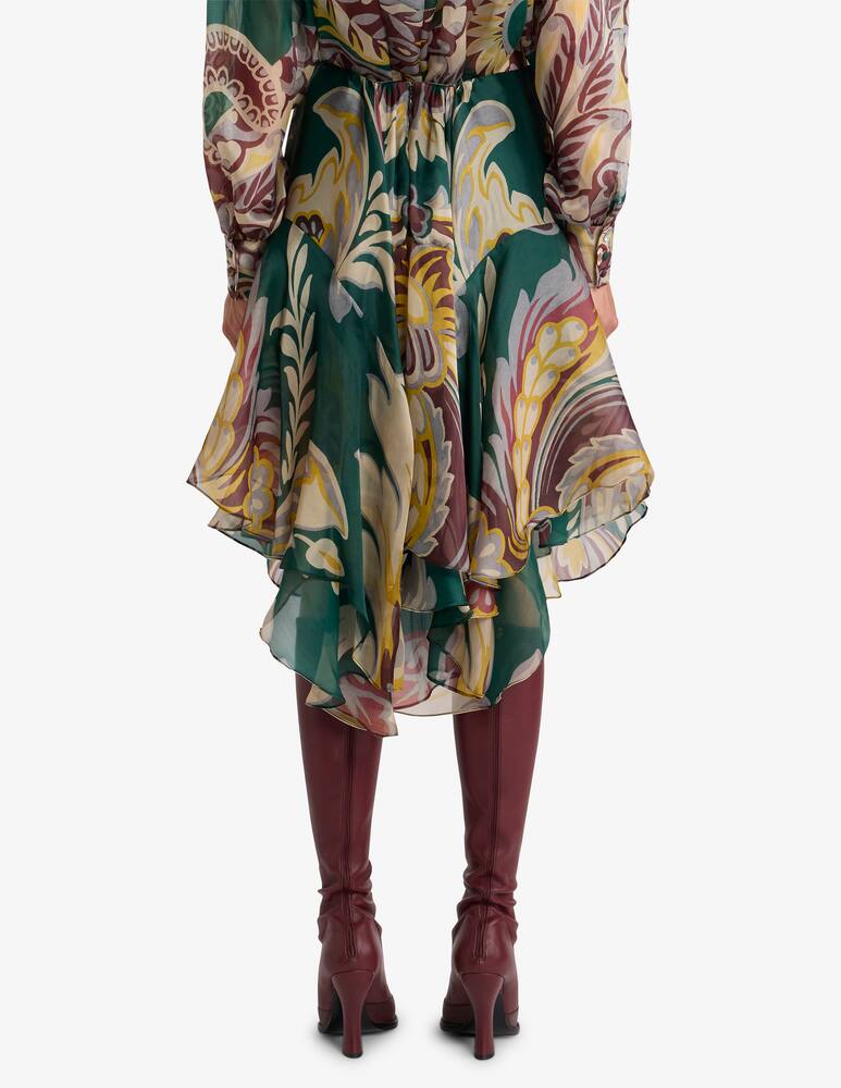 rinascente ETRO Asymmetric silk midi skirt with floral motif