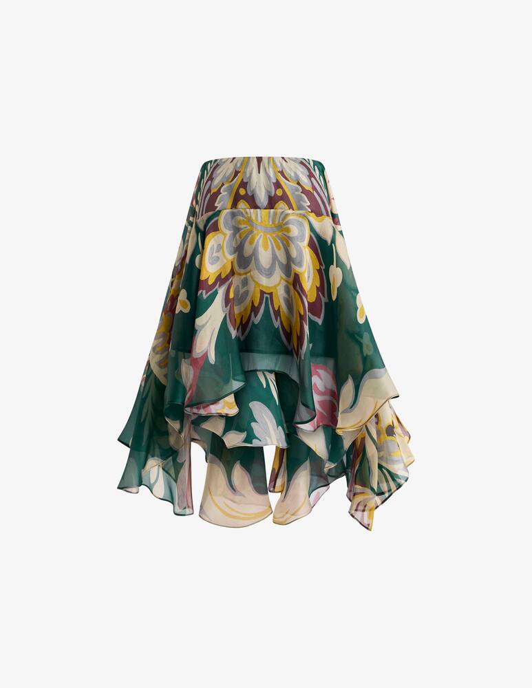 rinascente ETRO Asymmetric silk midi skirt with floral motif