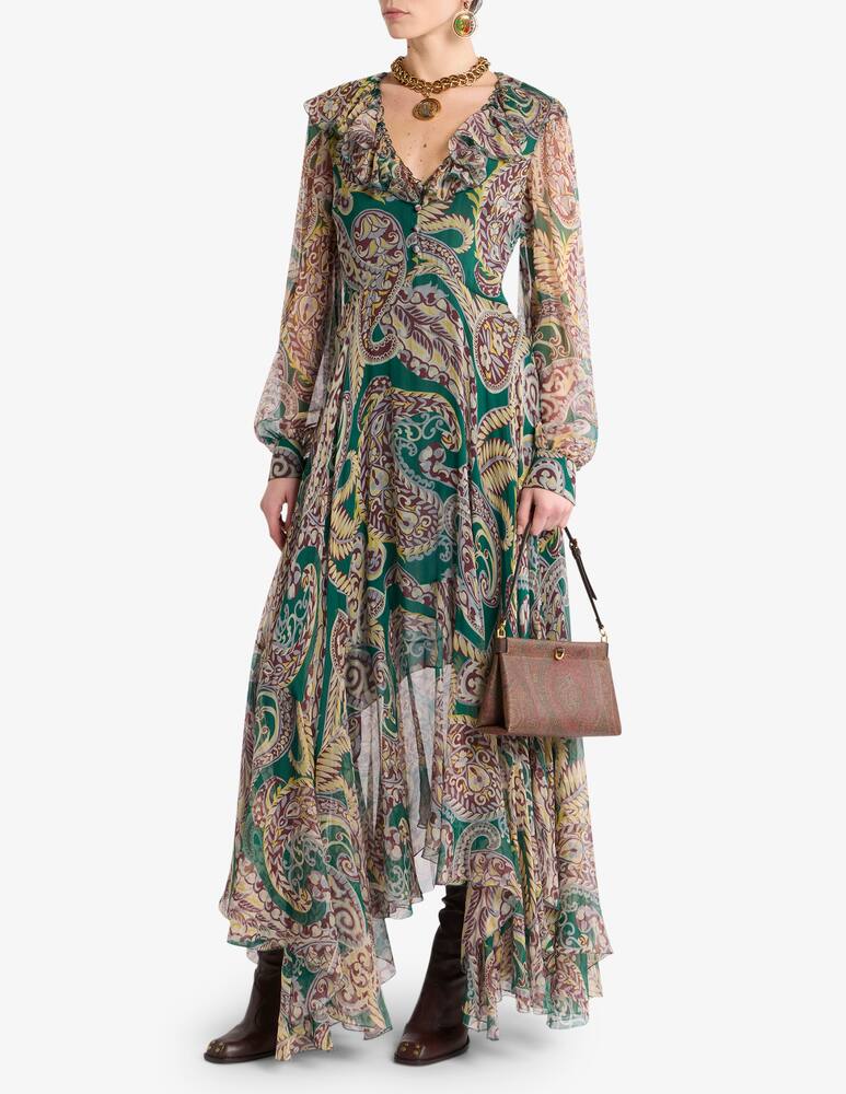 rinascente ETRO Long silk crepon dress with paisley motif