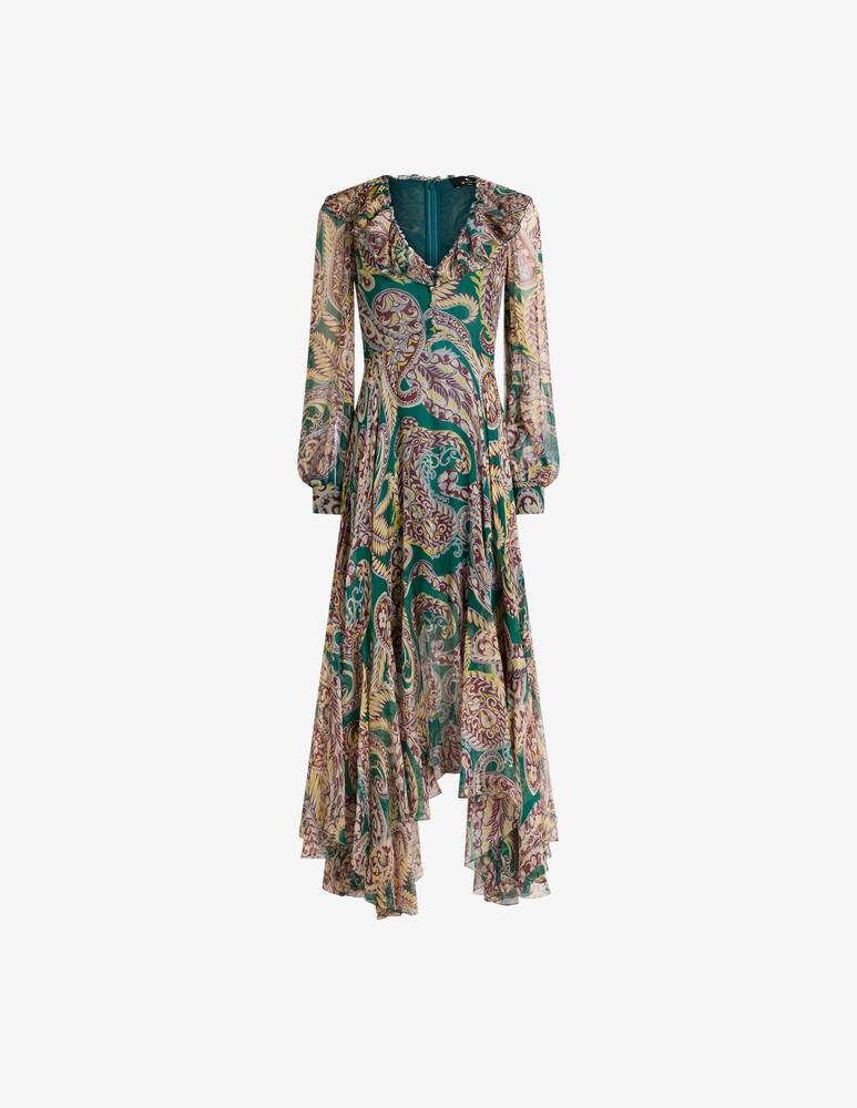 rinascente ETRO Long silk crepon dress with paisley motif
