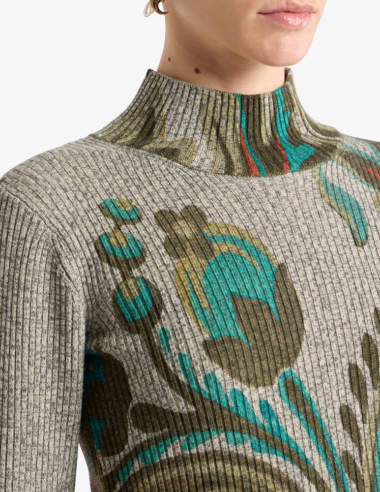rinascente ETRO Maglia dolcevita in lana a costine con stampa narcisi