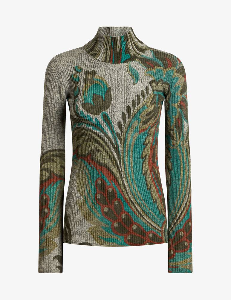 rinascente ETRO Maglia dolcevita in lana a costine con stampa narcisi