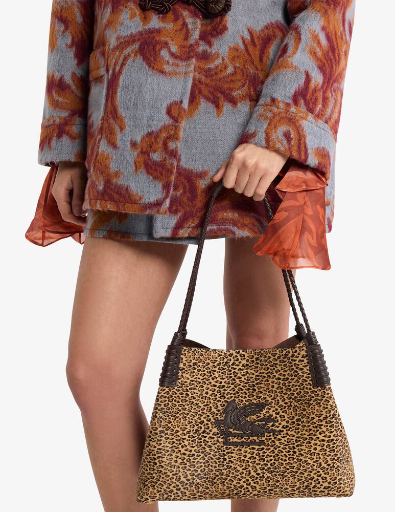 rinascente ETRO Small Libra tote bag in leather with animal print