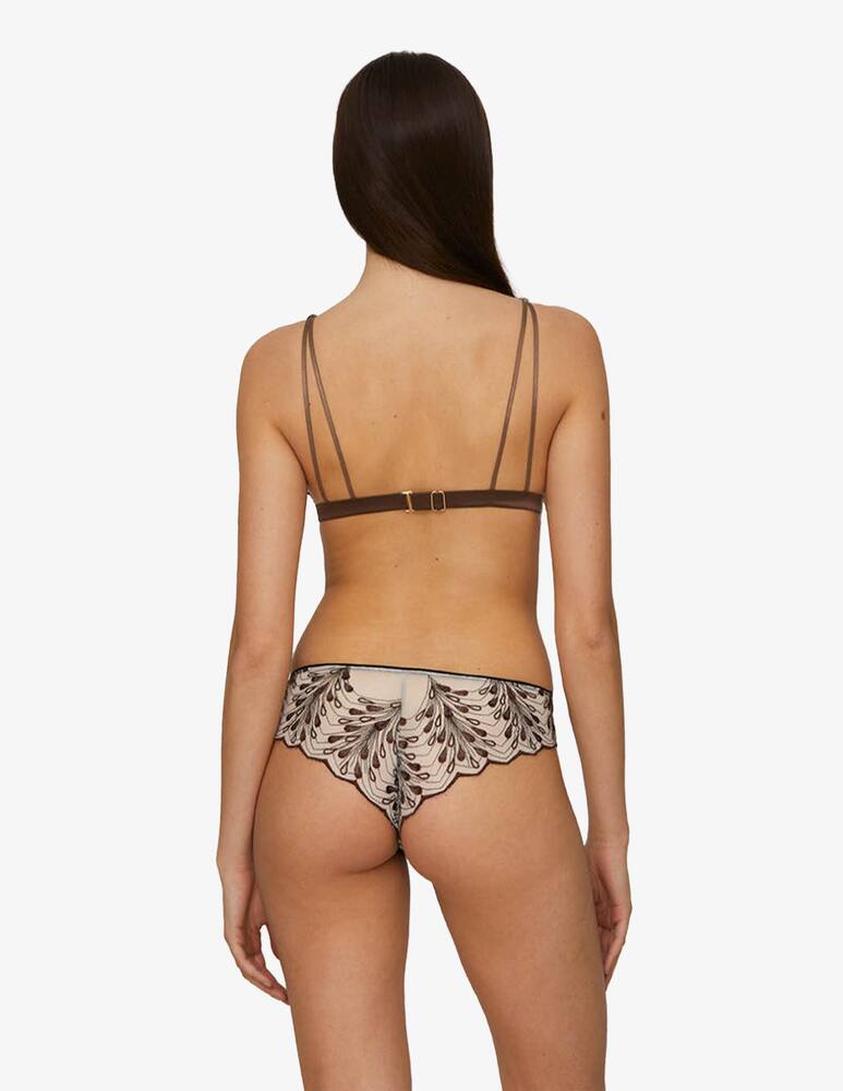 rinascente Chitè Boho satin and embroidered tulle bra - brown