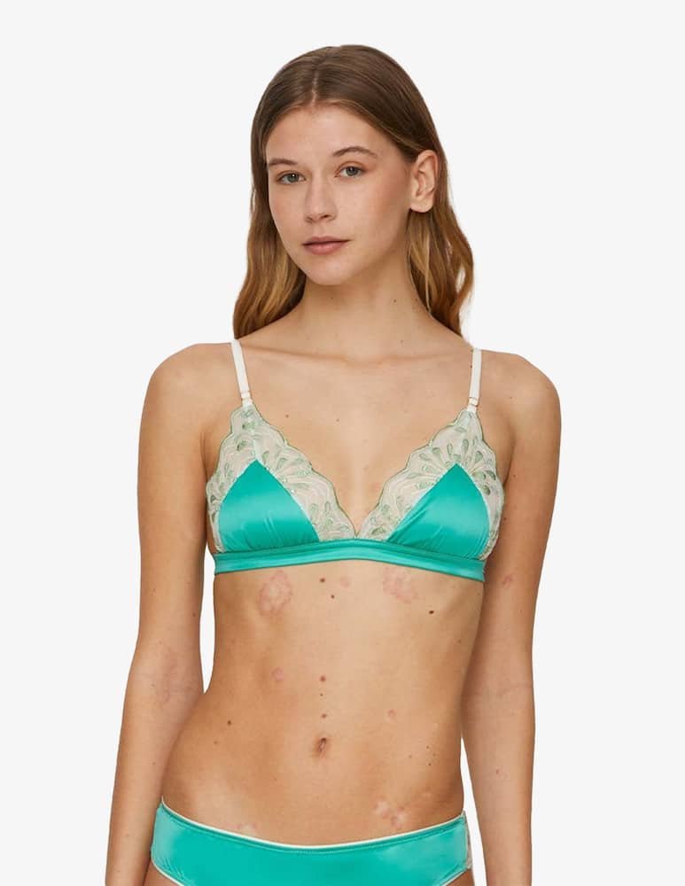 rinascente Chitè Reggiseno in raso e tulle ricamato Boho - verde