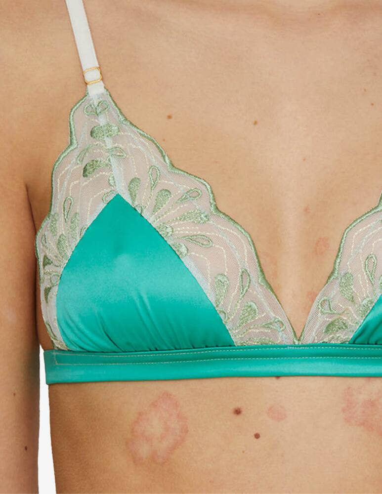 rinascente Chitè Reggiseno in raso e tulle ricamato Boho - verde