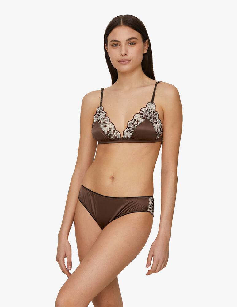rinascente Chitè Slip brasiliana in raso e tulle ricamato Luce - marrone