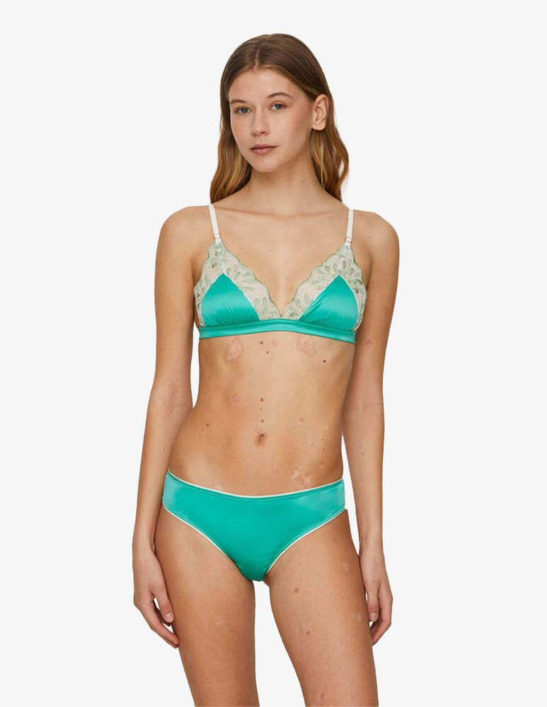 rinascente Chitè Slip brasiliana in raso e tulle ricamato Luce - verde