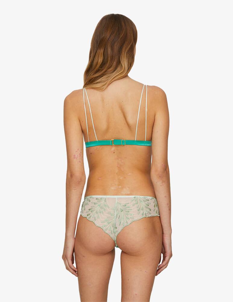 rinascente Chitè Slip brasiliana in raso e tulle ricamato Luce - verde
