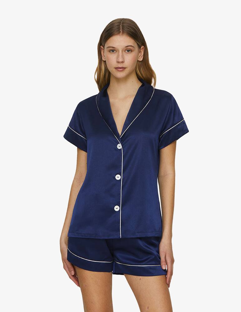 rinascente Chitè Camicia a maniche corte in raso - blu