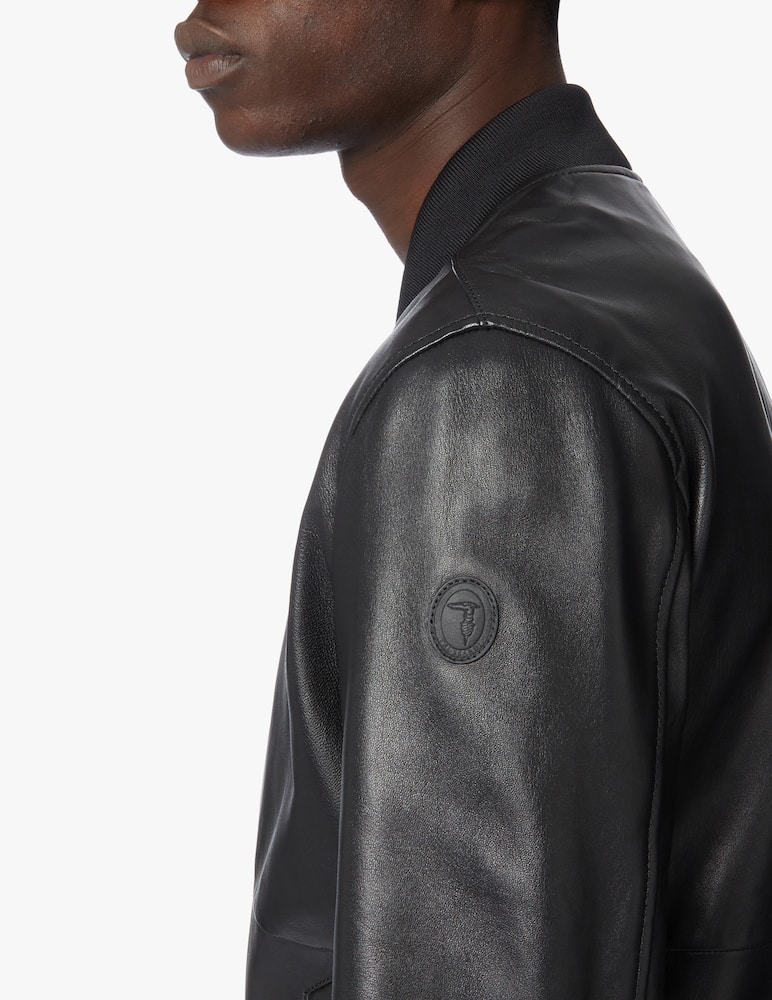 rinascente Trussardi Leather bomber jacket - black