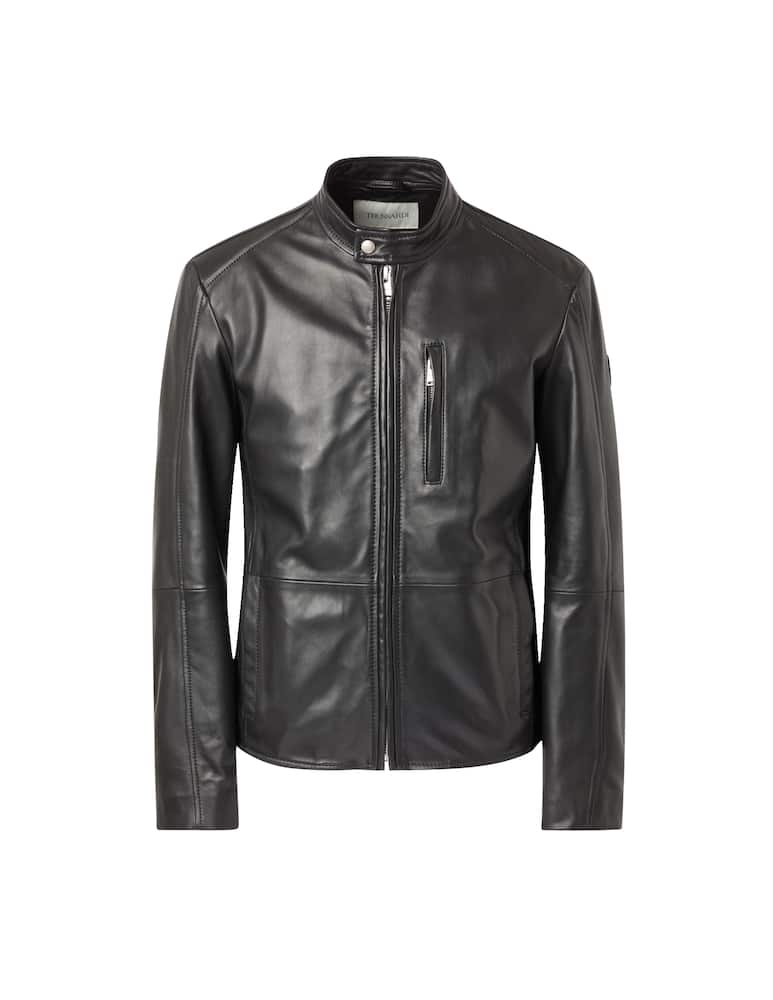 rinascente Trussardi Leather biker jacket - black