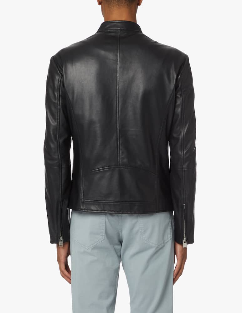 rinascente Trussardi Leather biker jacket - black