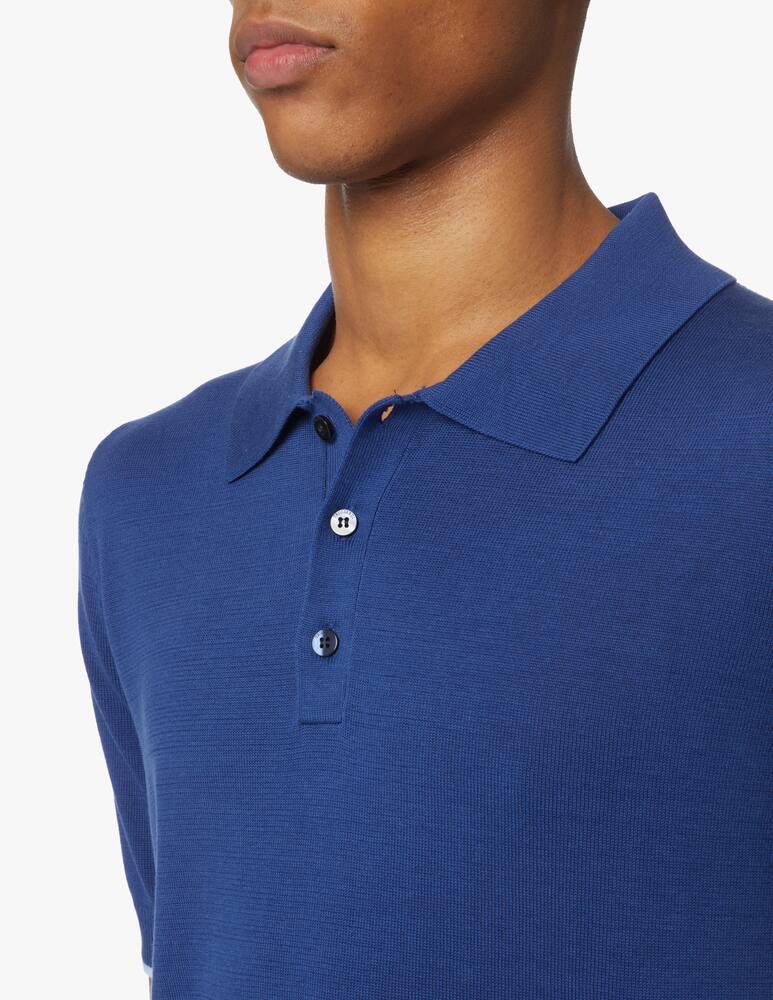 Trussardi Cotton silk knitted polo - blue - picture 4