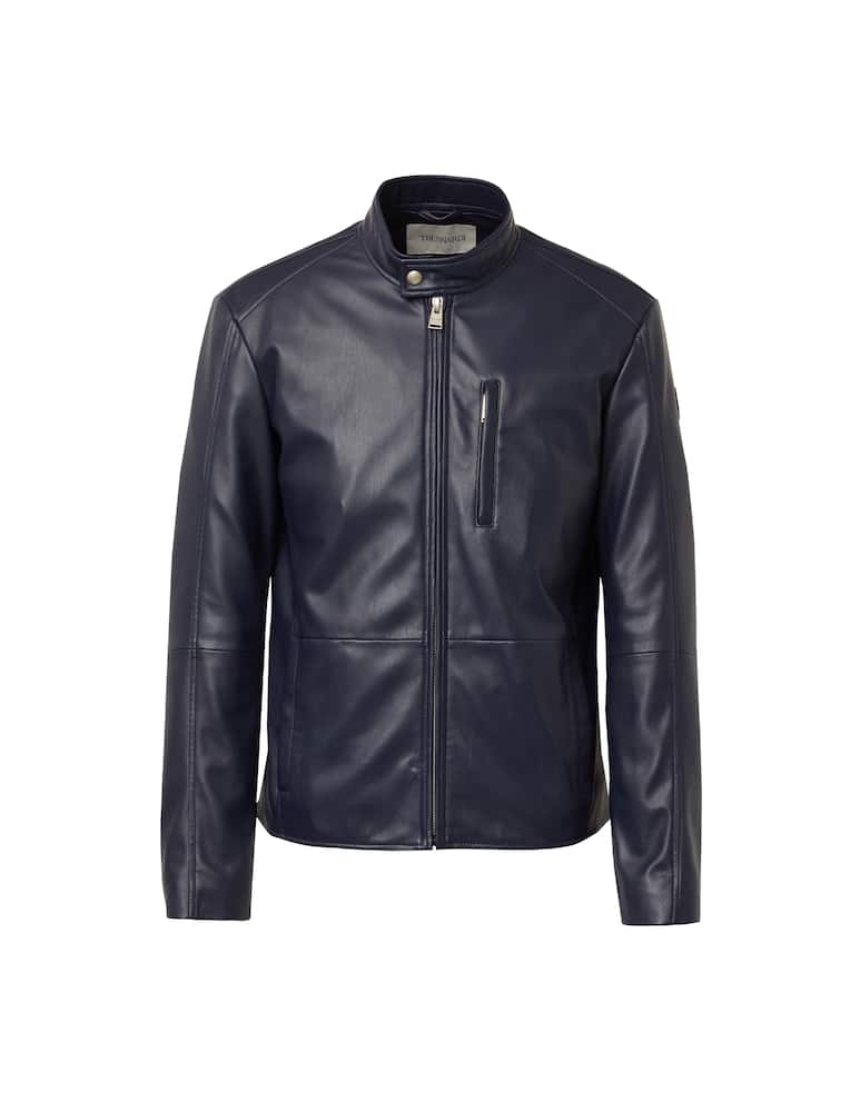 Trussardi Eco leather biker jacket - blue - picture 5