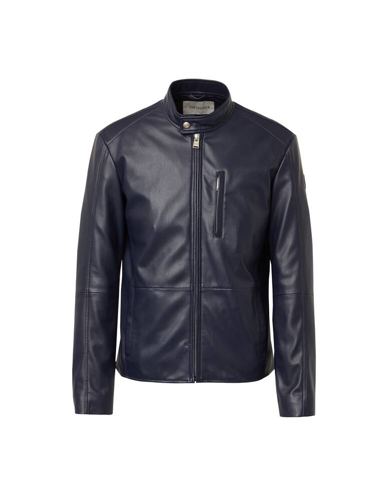 rinascente Trussardi Eco leather biker jacket - blue